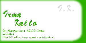 irma kallo business card