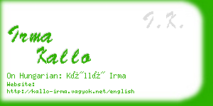 irma kallo business card